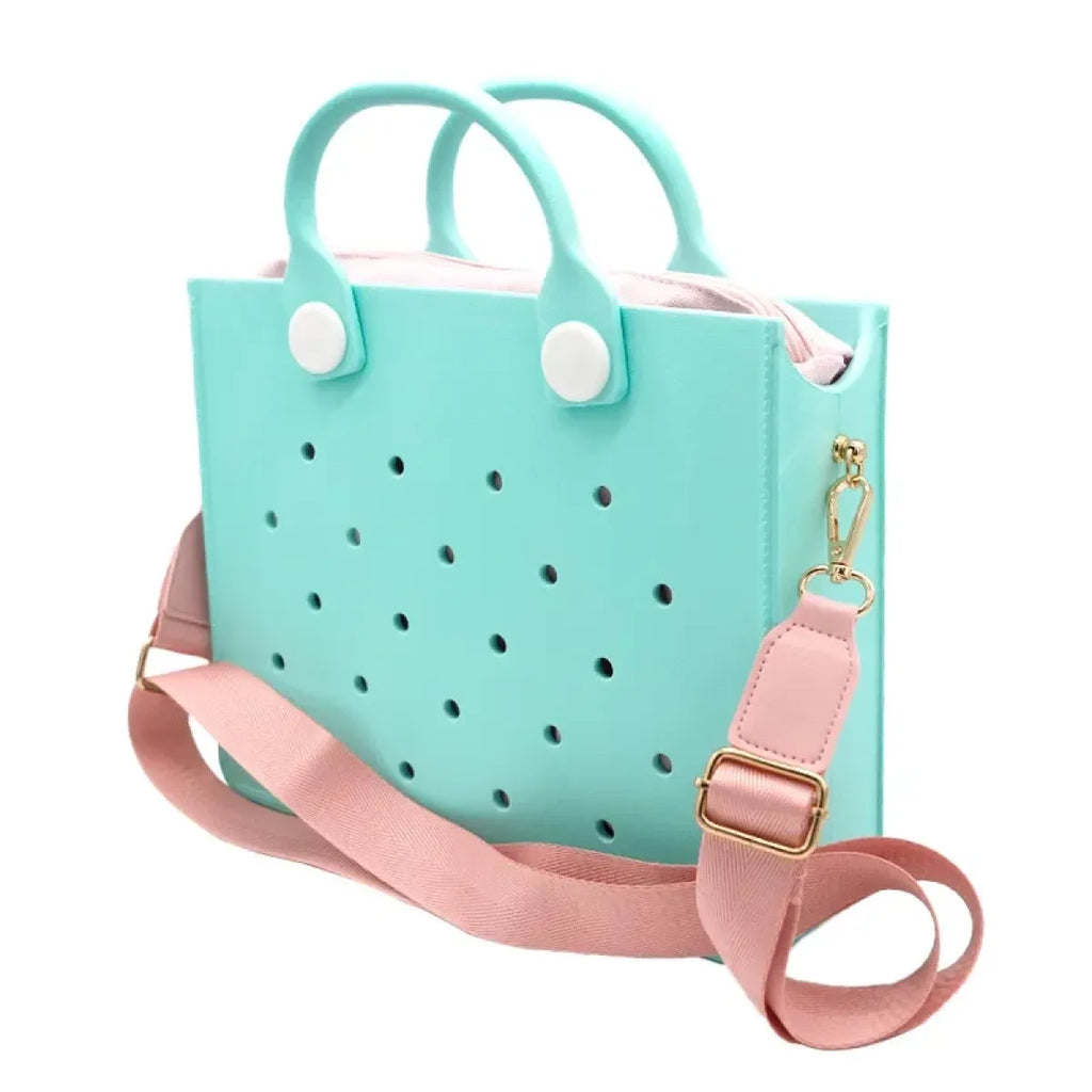 Purple EVA Charm Tote Bag with Pink Strap - Harajuku Style - Shoulder Bag - 9