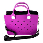Purple EVA Charm Tote Bag with Pink Strap - Harajuku Style - Shoulder Bag - 11