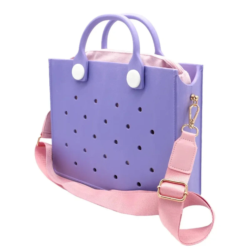 Purple EVA Charm Tote Bag with Pink Strap - Harajuku Style - Shoulder Bag - 10