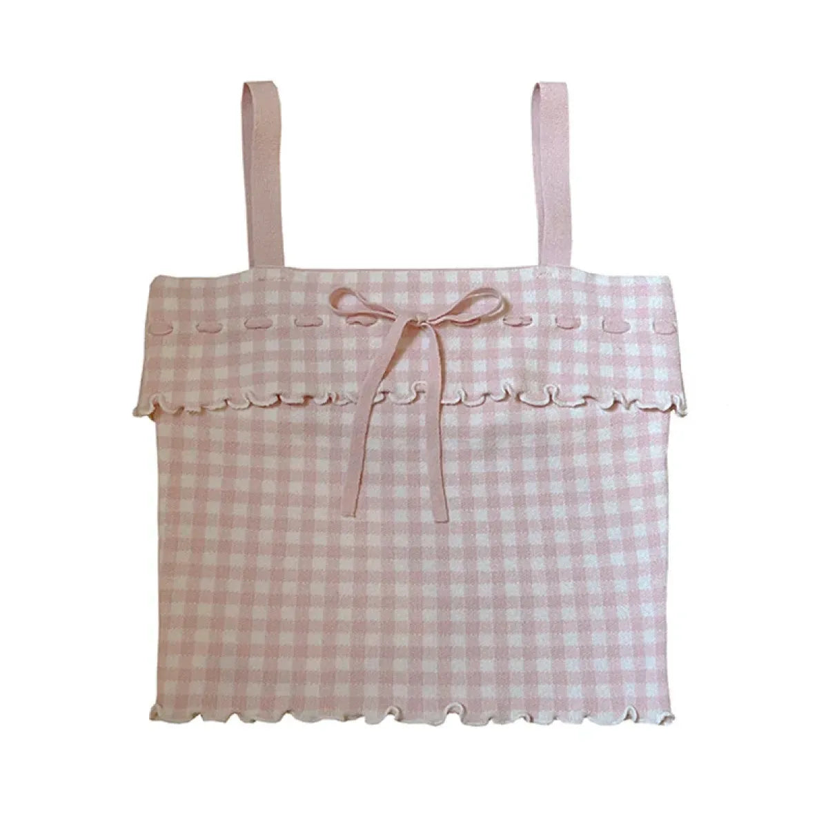 Pink Sweet Plaid Ribbon Crop Top - Best Sellers - Crop Tops - 17