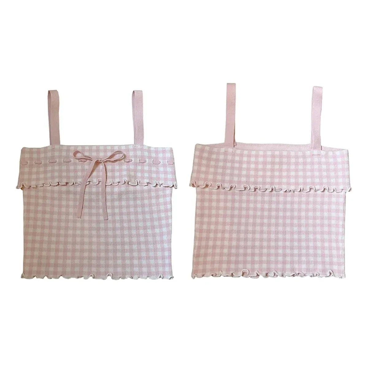 Pink Sweet Plaid Ribbon Crop Top - Women’s Clothing & Accessories - Crop Tops - 7