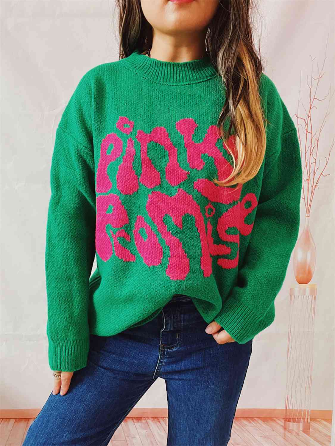 PINKY PROMISE Graphic Sweater - Green / S - Sweaters - Shirts & Tops - 4 - 2024