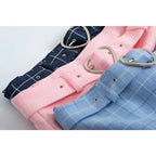 Plaid A-Line Mini Skirt with Heart Buckle - Bottoms - 6