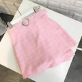 Plaid A-Line Mini Skirt with Heart Buckle - Bottoms - 8