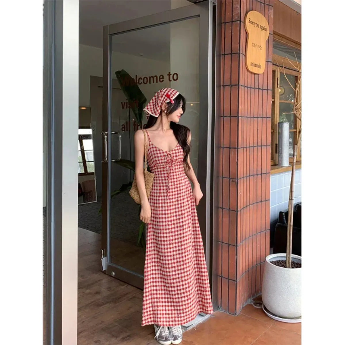 Plaid Backless Midi Dress - All Dresses - Dress - 4