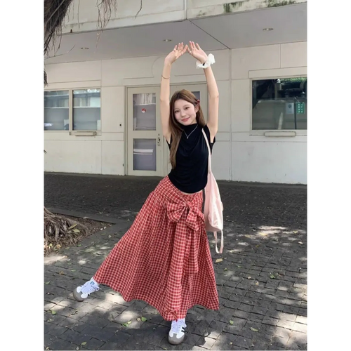 Harajuku Plaid Bow Skirt - Bottoms - Skirts - 2
