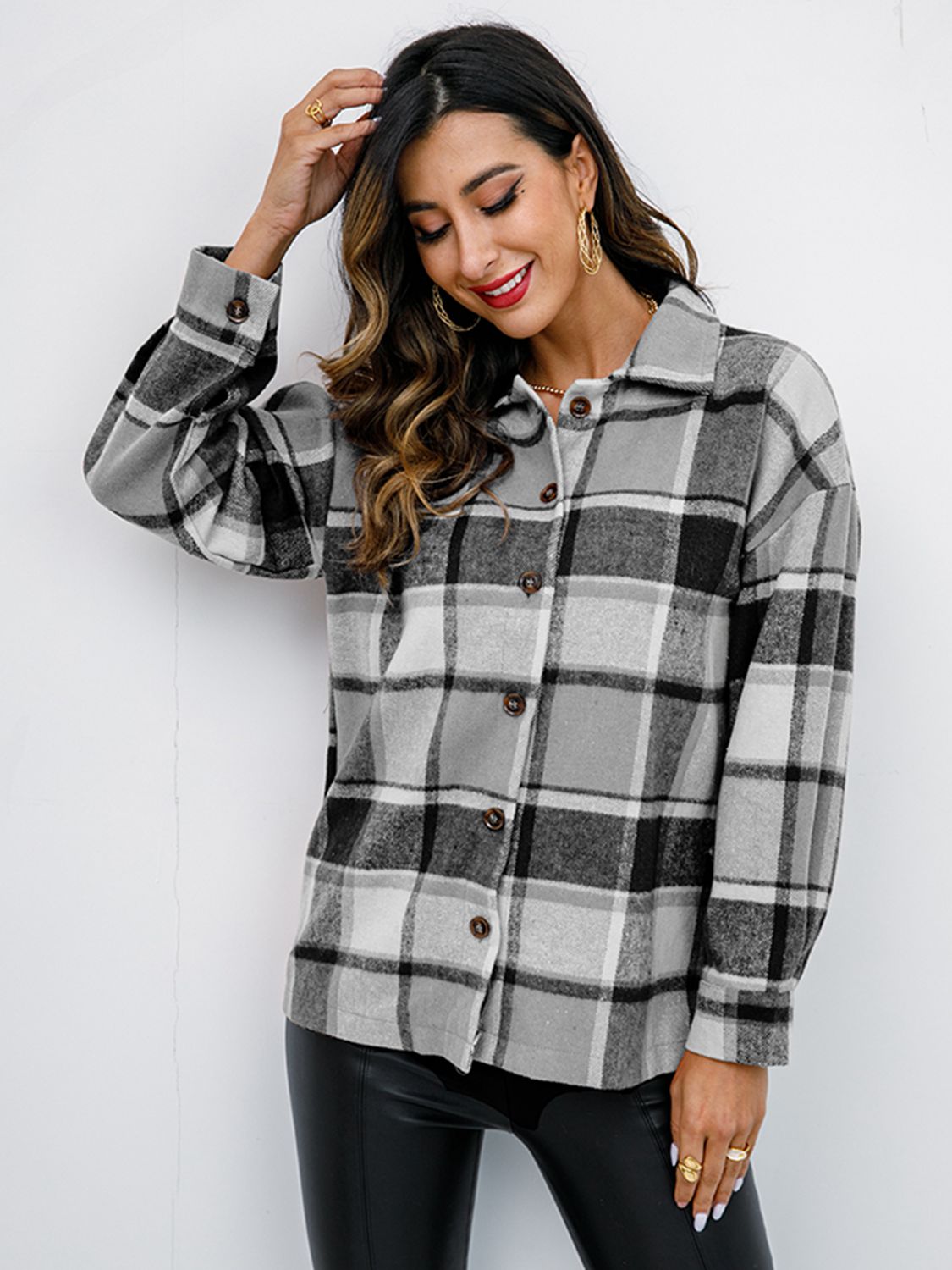 Plaid Button-Down Jacket - Jackets & Coats - Coats & Jackets - 22 - 2024