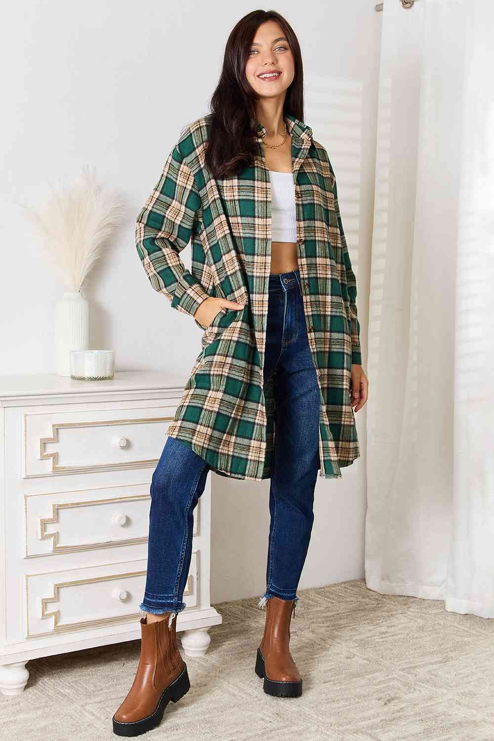 Plaid Collared Neck Long Sleeve Shirt - T-Shirts - Shirts & Tops - 4 - 2024