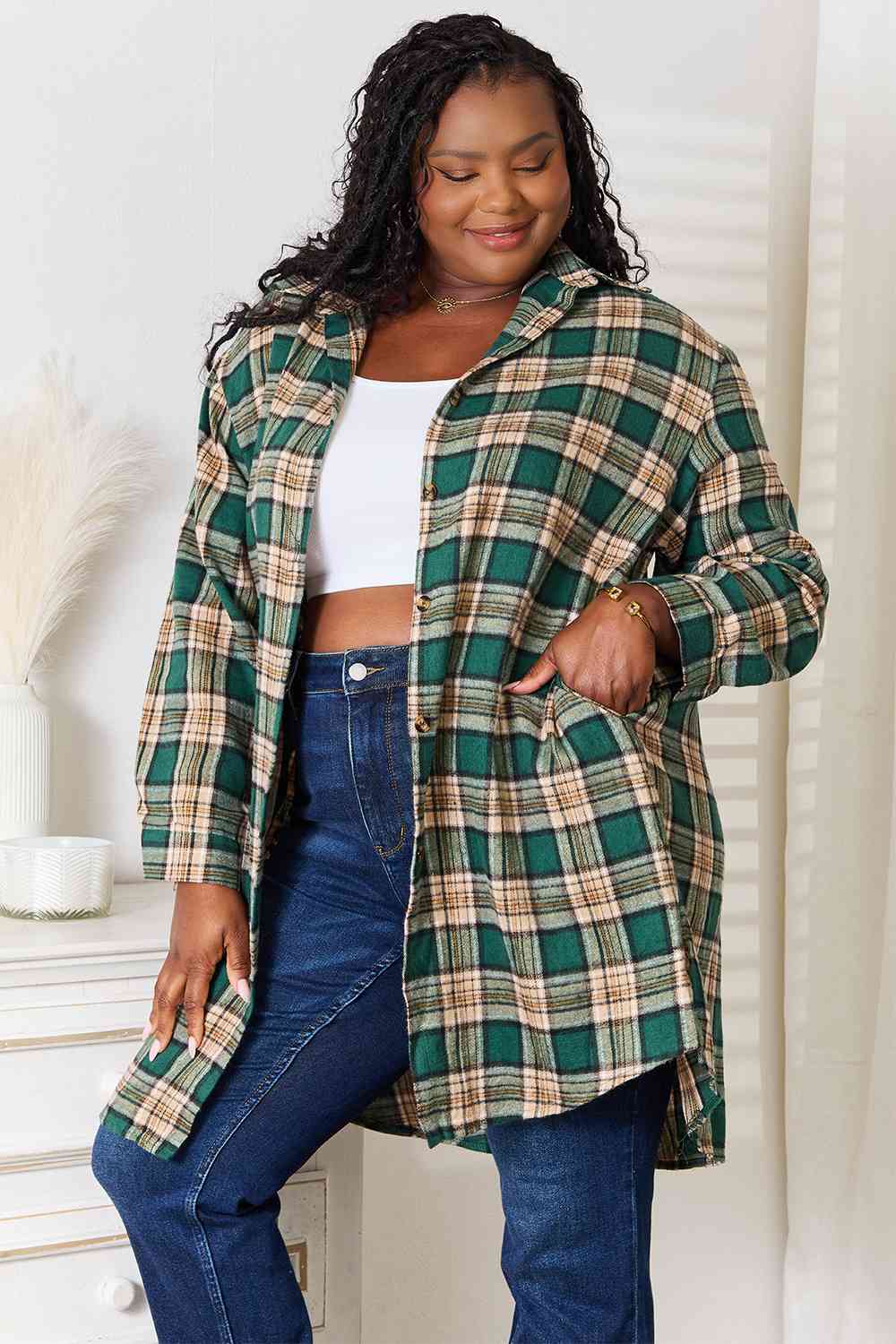 Plaid Collared Neck Long Sleeve Shirt - T-Shirts - Shirts & Tops - 5 - 2024