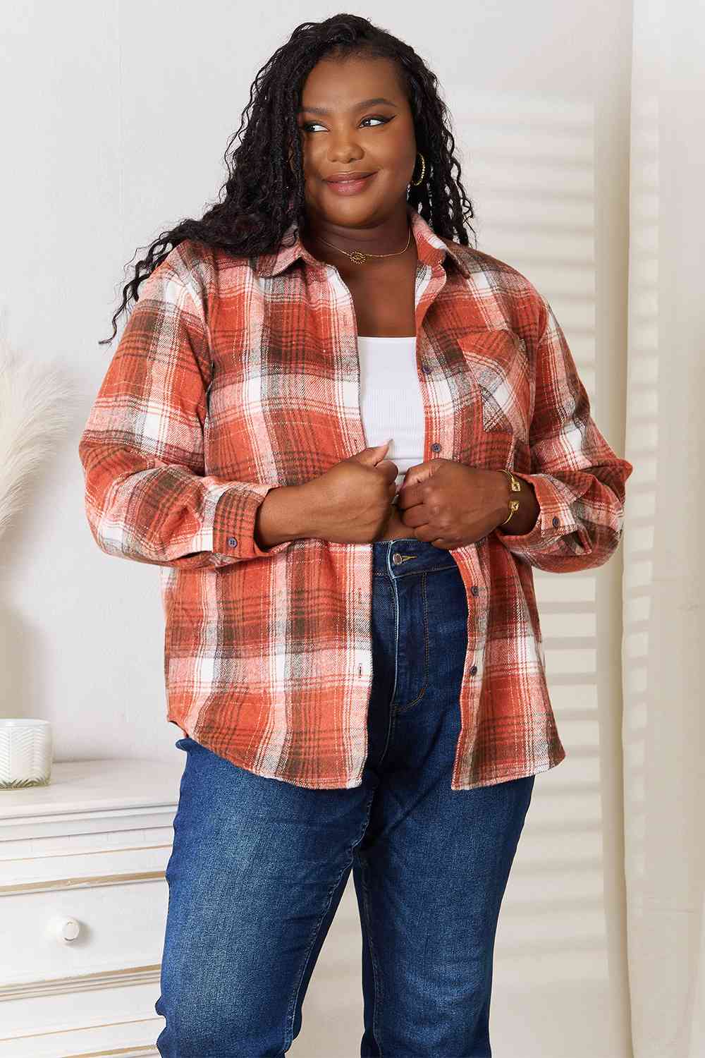 Plaid Collared Neck Long Sleeve Shirt - T-Shirts - Shirts & Tops - 5 - 2024