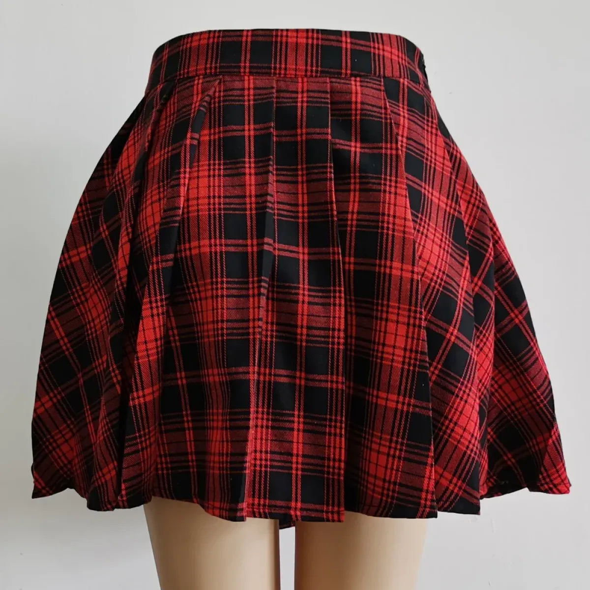 Plaid Gothic Pleated Mini Skirt – Punk Chains & Buckle Accent - Bottoms - Skirts - 6