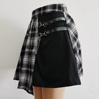 Plaid Gothic Pleated Mini Skirt – Punk Chains & Buckle Accent - Bottoms - Skirts - 2
