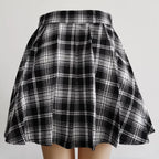 Plaid Gothic Pleated Mini Skirt – Punk Chains & Buckle Accent - Bottoms - Skirts - 3