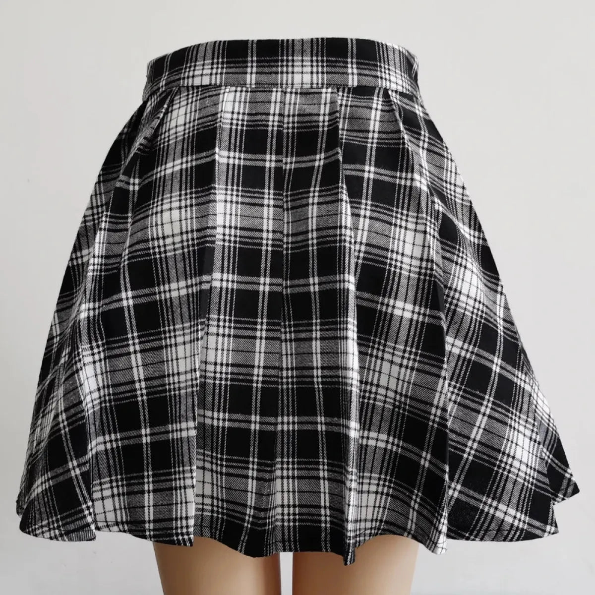 Plaid Gothic Pleated Mini Skirt – Punk Chains & Buckle Accent - Bottoms - Skirts - 3