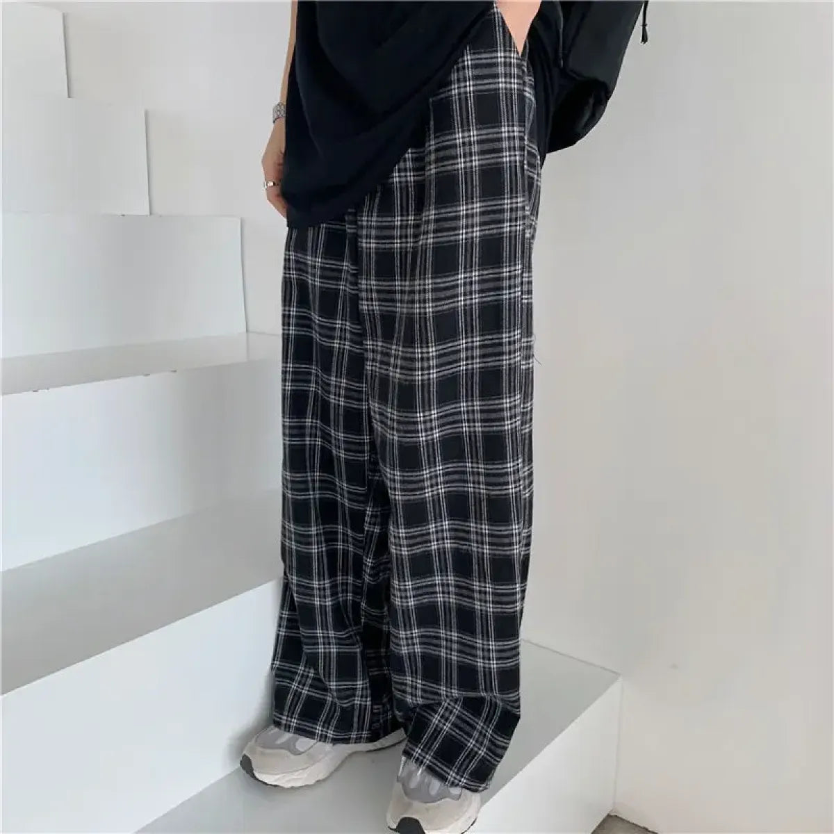 Plaid Harajuku Wide Leg Pants - Bottoms - Women’s Pants - 3