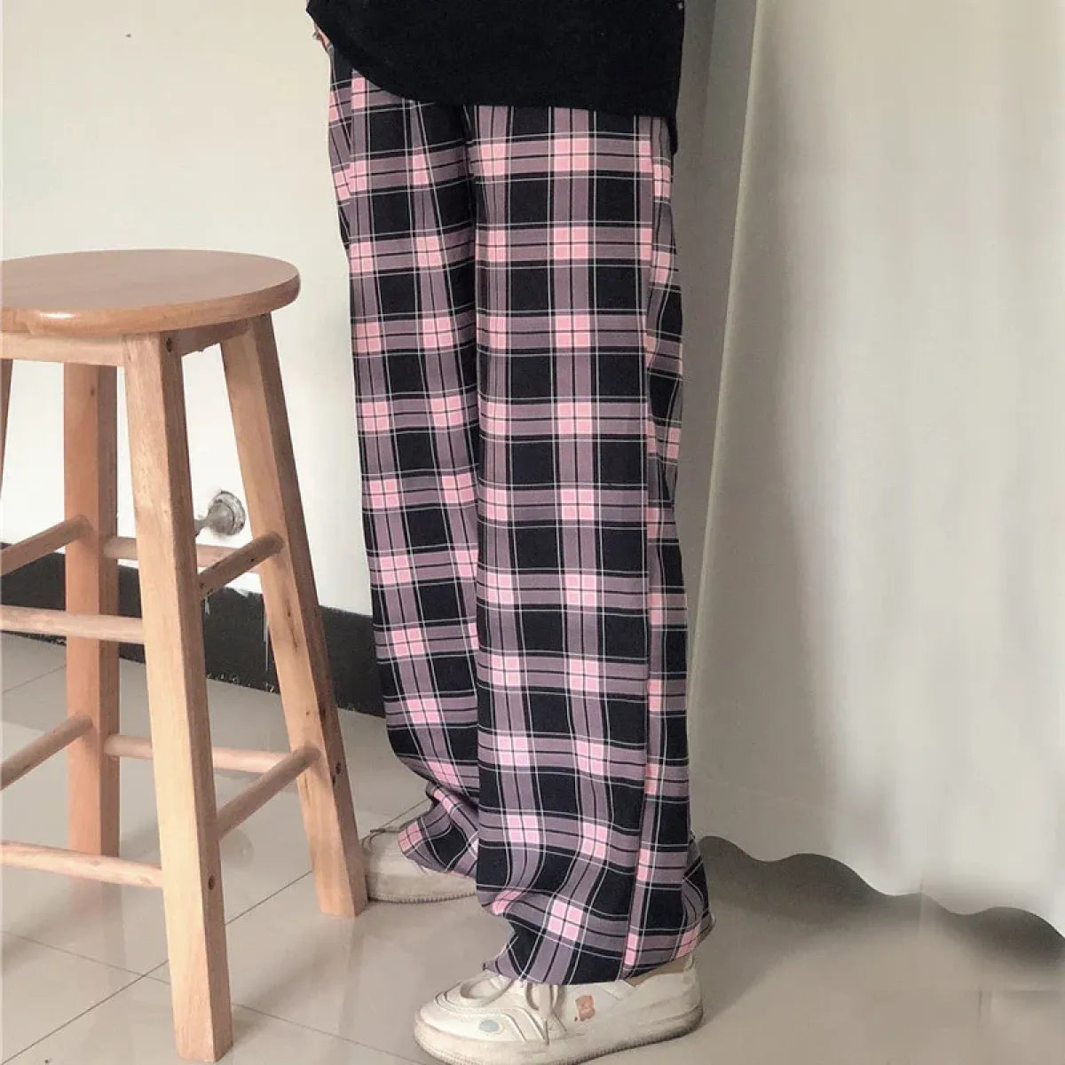 Plaid Harajuku Wide Leg Pants - Bottoms - Women’s Pants - 5