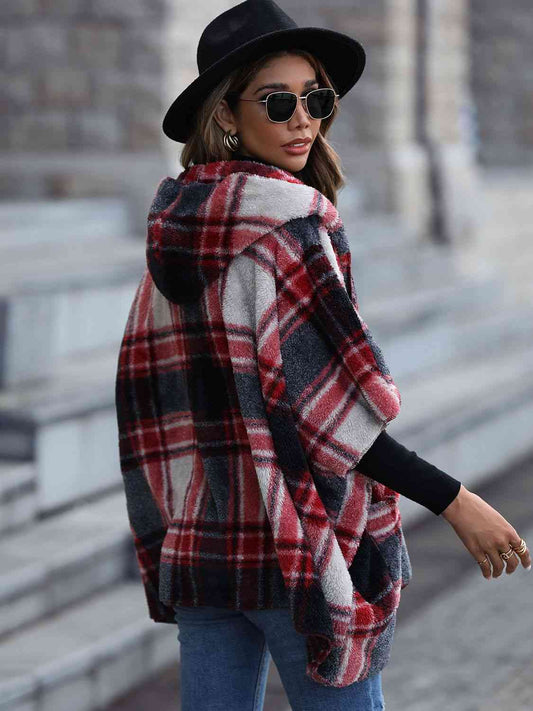 Plaid Hooded Coat with Pockets - Bottoms - Coats & Jackets - 2 - 2024