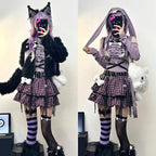 Plaid Layered Skirt – Harajuku Punk Gothic Lolita Style - Bottoms - Short - Round - Skirts - 5