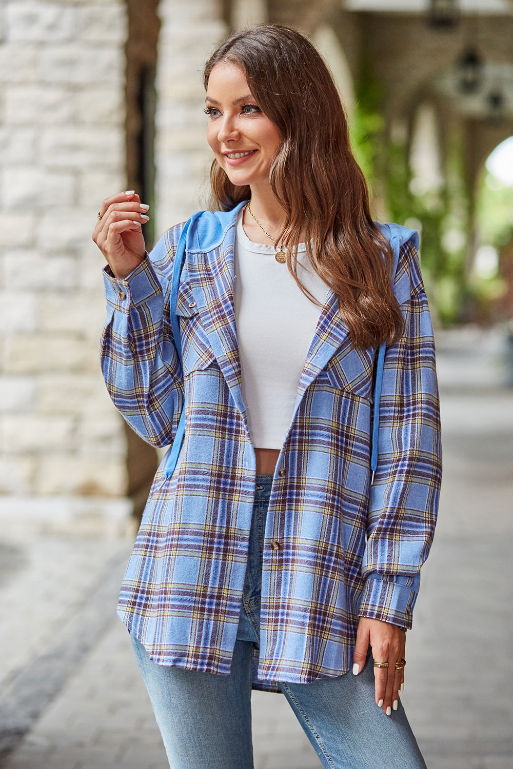 Plaid Long Sleeve Hooded Jacket - Jackets & Coats - Coats & Jackets - 14 - 2024