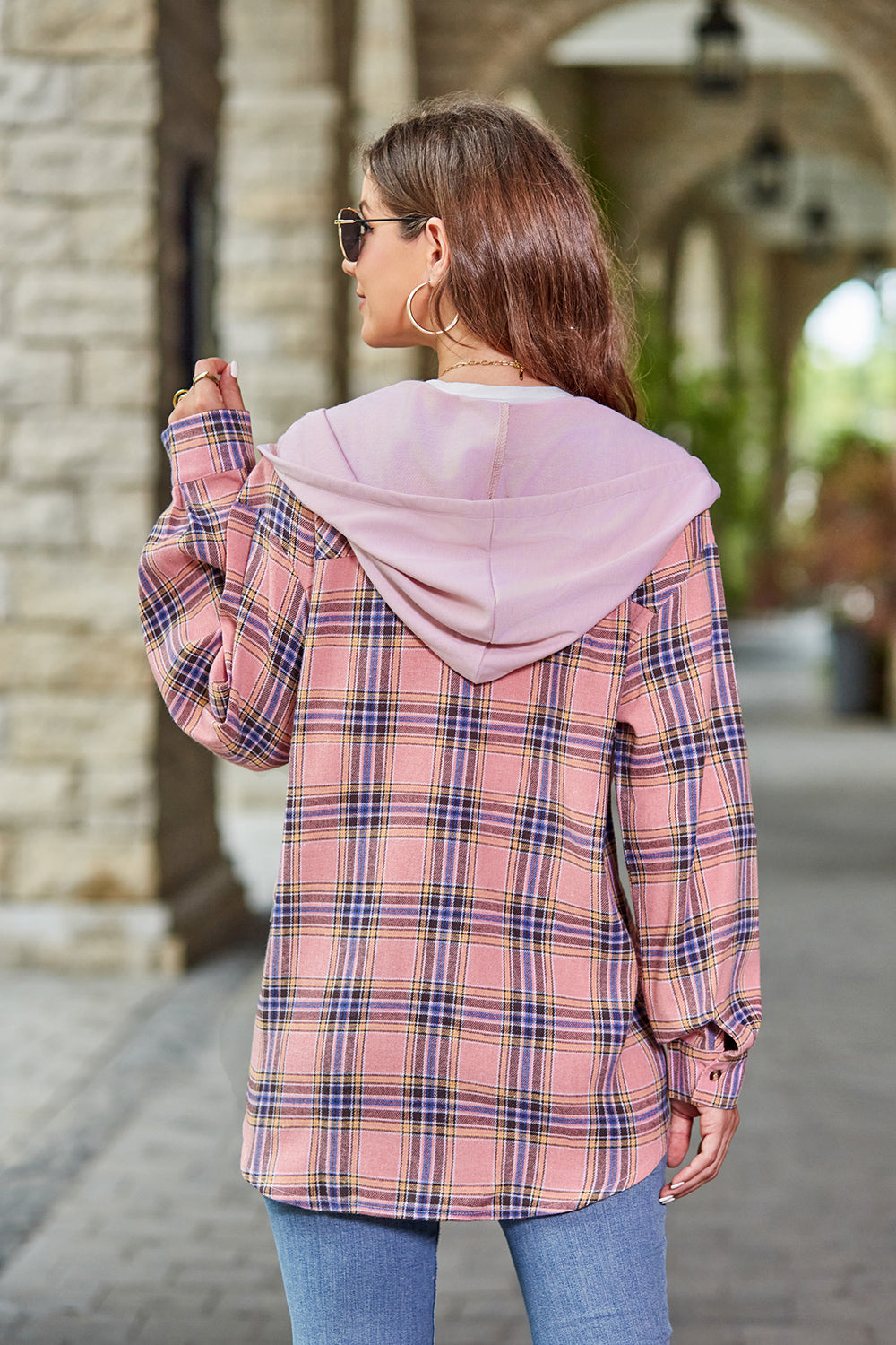 Plaid Long Sleeve Hooded Jacket - Jackets & Coats - Coats & Jackets - 2 - 2024