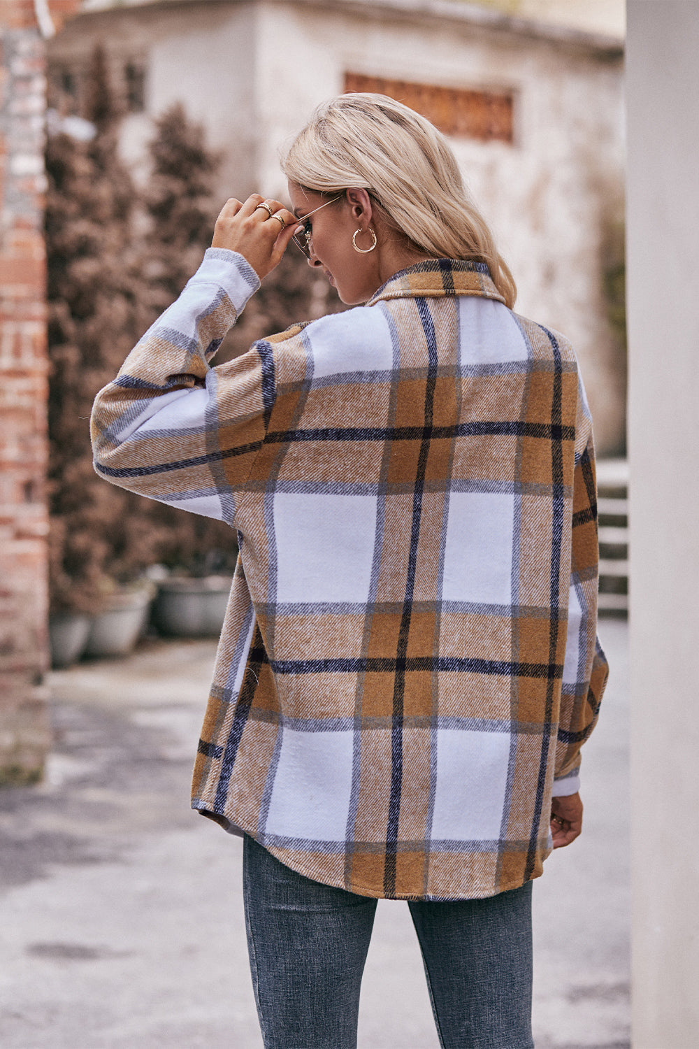 Plaid Long Sleeve Shirt Jacket with Pockets - T-Shirts - Coats & Jackets - 18 - 2024