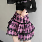 Lolita Plaid Mini Skirt – Gothic Harajuku - Bottoms - Short - Skirts - 2