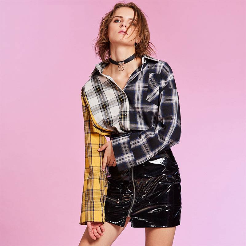 Plaid Oversized Shirt - Yellow / One Size - T-Shirts - Shirts & Tops - 1 - 2024