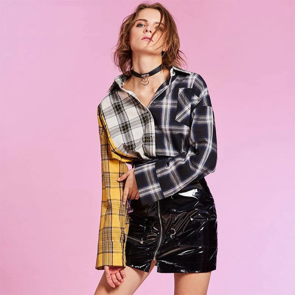 Plaid Oversized Shirt - T-Shirts - 1