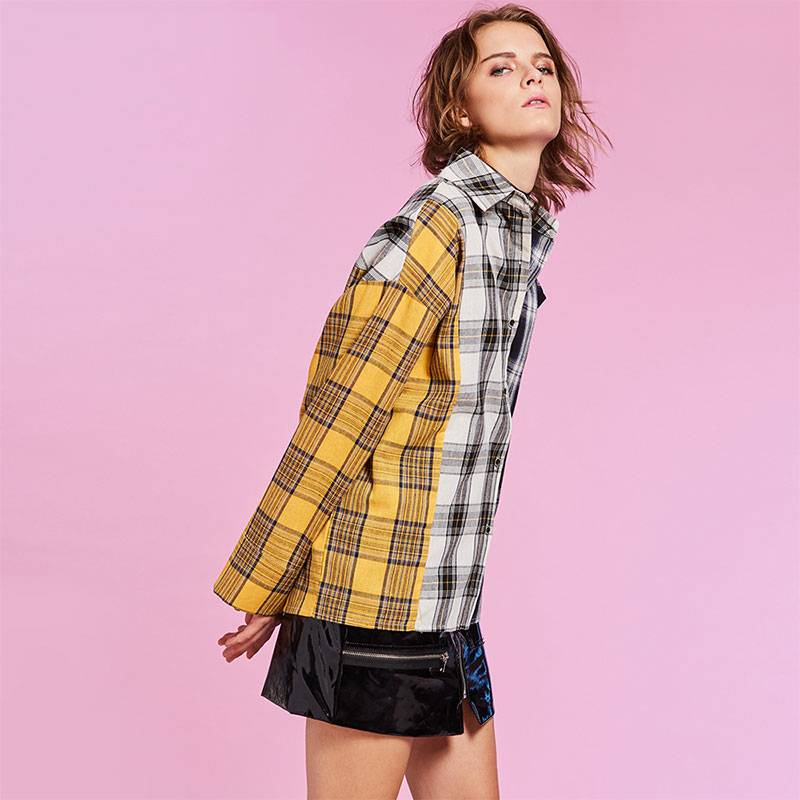 Plaid Oversized Shirt - Yellow / One Size - T-Shirts - Shirts & Tops - 3 - 2024