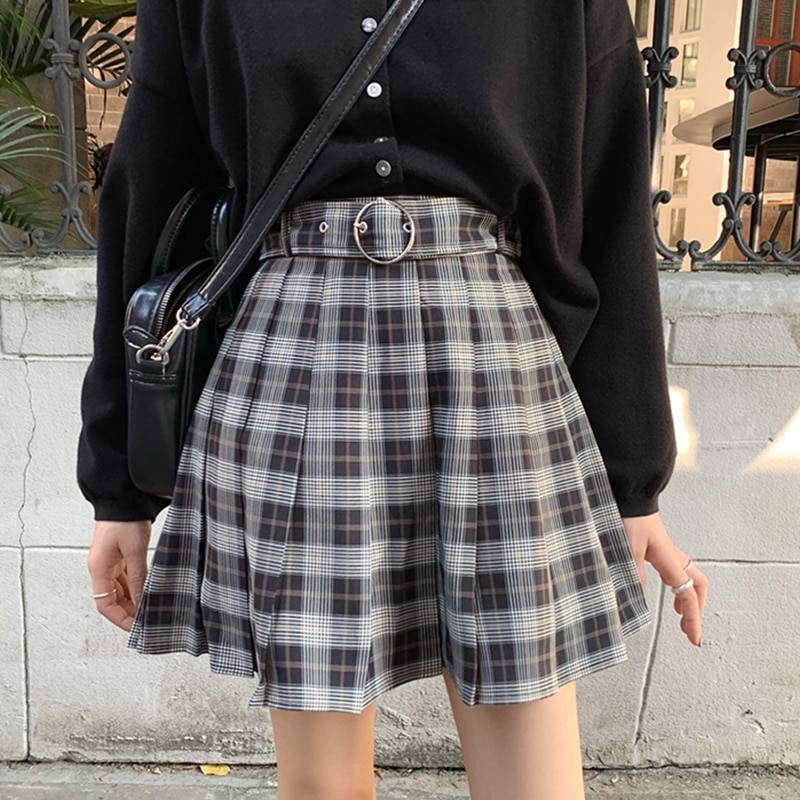 Grunge Plaid Pleated Mini Skirt - Bottoms - Shirts & Tops - 1 - 2024