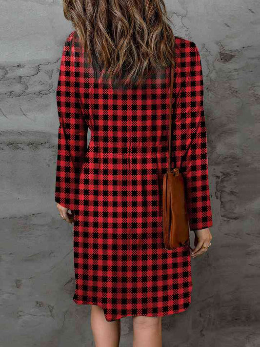 Plaid Round Neck Long Sleeve Magic Dress - All Dresses - Dresses - 2 - 2024