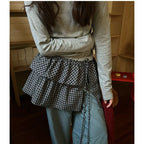 Harajuku Plaid Ruffle Tie Skirt Overlay - Bottoms - Mini Skirts - 3