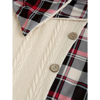 Plaid Stitch Hooded Knit A-Line Dress - All Dresses - Dress - 5