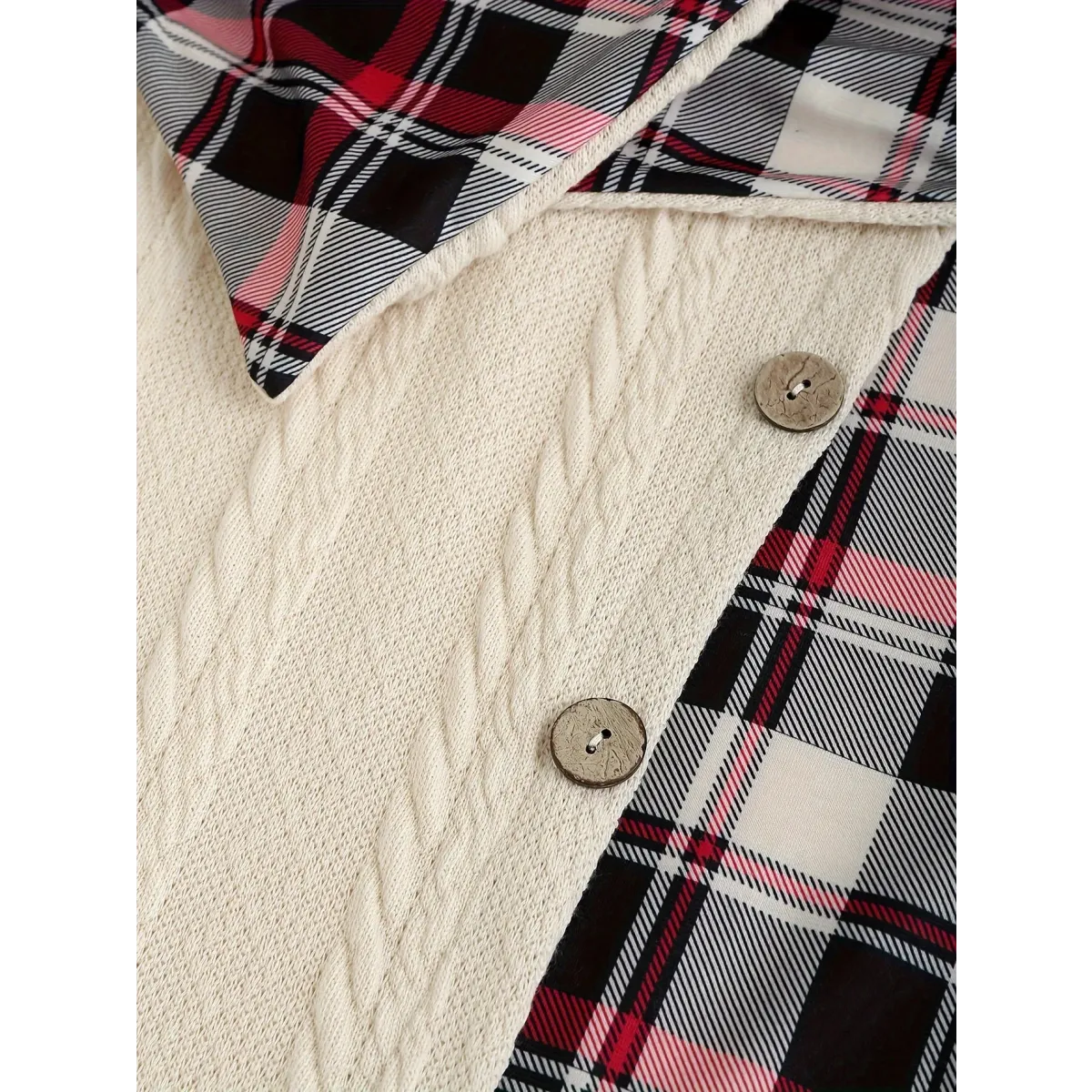 Plaid Stitch Hooded Knit A-Line Dress - All Dresses - Dress - 5