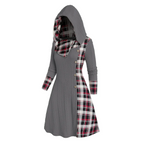 Plaid Stitch Hooded Knit A-Line Dress - All Dresses - Dress - 8