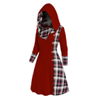 Plaid Stitch Hooded Knit A-Line Dress - All Dresses - Dress - 7