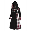 Plaid Stitch Hooded Knit A-Line Dress - All Dresses - Dress - 6
