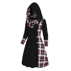 Plaid Stitch Hooded Knit A-Line Dress - All Dresses - Dress - 6