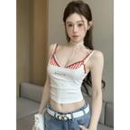 Plaid Y2K Layered Camisole – Retro Korean Aesthetic - Women’s Clothing & Accessories - Sleeveless - Round - Camisole - 5