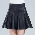 High Waist Pleated Leather Skirt – Korean Style Mini Skirt - Bottoms - Skirts - 1