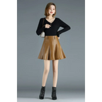High Waist Pleated Leather Skirt – Korean Style Mini Skirt - Bottoms - Skirts - 4