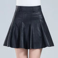 High Waist Pleated Leather Skirt – Korean Style Mini Skirt - Bottoms - Skirts - 7
