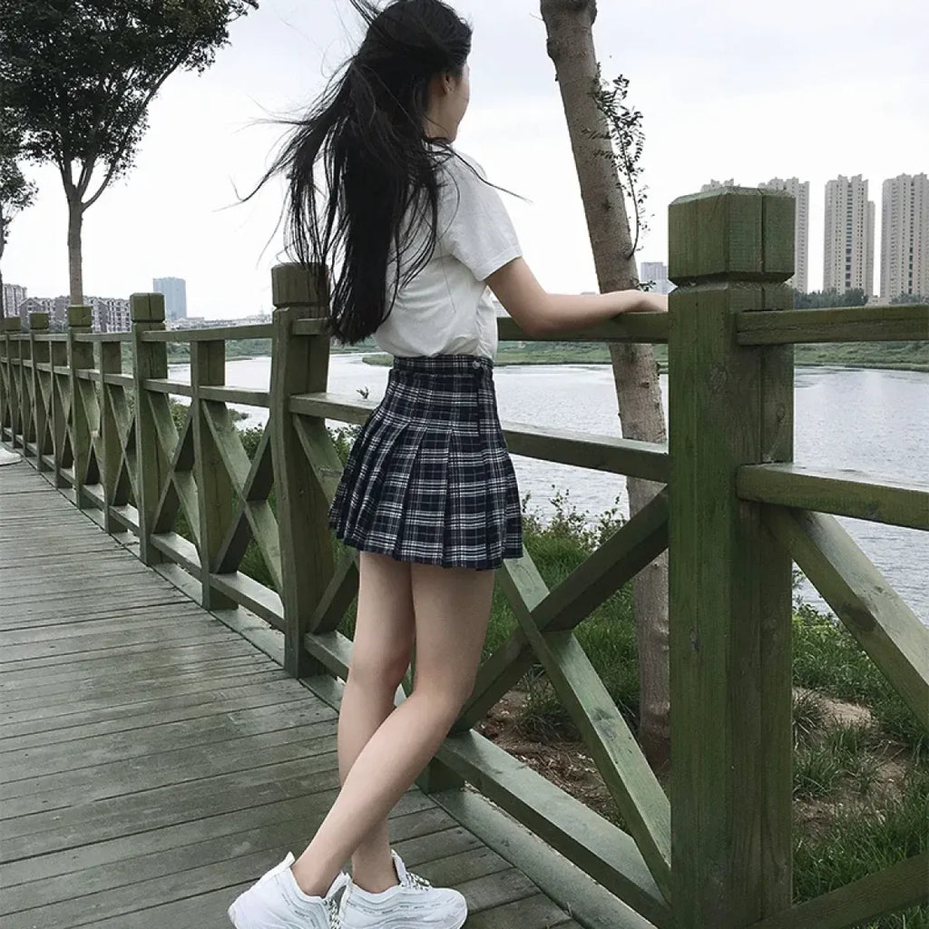 Preppy Harajuku Plaid Pleated Mini Skirt – Kawaii Schoolgirl Style - Bottoms - Skirts - 4