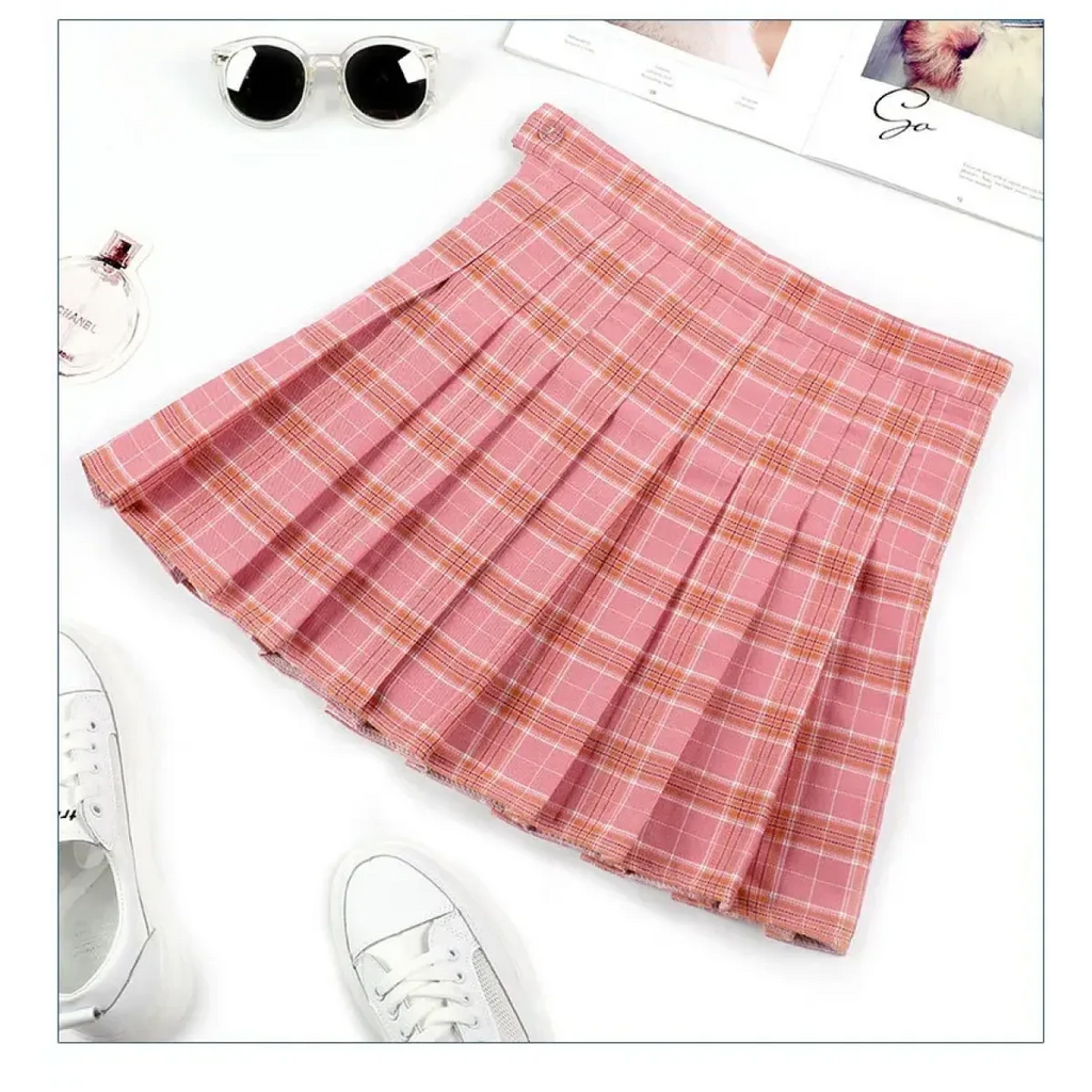 Preppy Harajuku Plaid Pleated Mini Skirt – Kawaii Schoolgirl Style - Bottoms - Skirts - 7