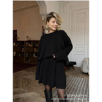 Cozy Knit O-Neck Sweater & Pleated Skirt Set - Bottoms - Sweater / Pullover - 4