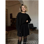 Cozy Knit O-Neck Sweater & Pleated Skirt Set - Bottoms - Sweater / Pullover - 5