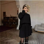 Cozy Knit O-Neck Sweater & Pleated Skirt Set - Bottoms - Sweater / Pullover - 2