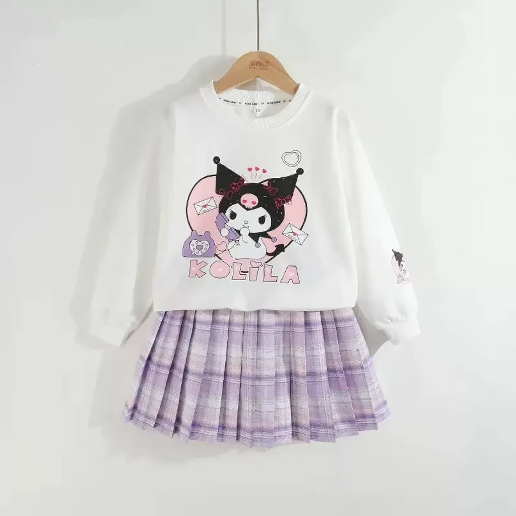 Kuromi Short-Sleeved Shirt and Pleated Skirt Set - Bottoms - 16