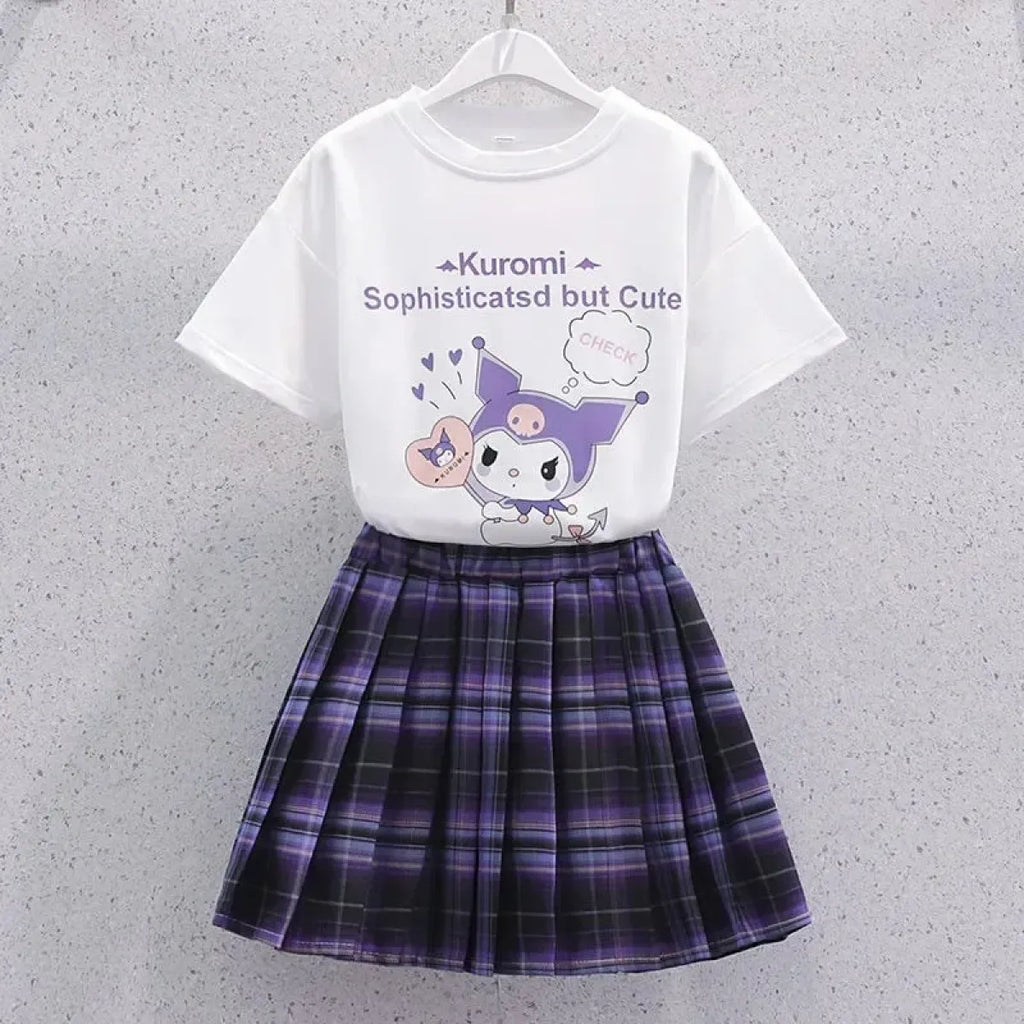 Kuromi Short-Sleeved Shirt and Pleated Skirt Set - Bottoms - 2