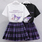 Kuromi Short-Sleeved Shirt and Pleated Skirt Set - Bottoms - 1